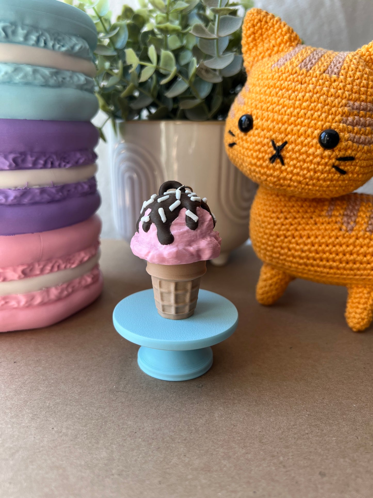 Ice Cream Cone Fidget Clicker Keychain