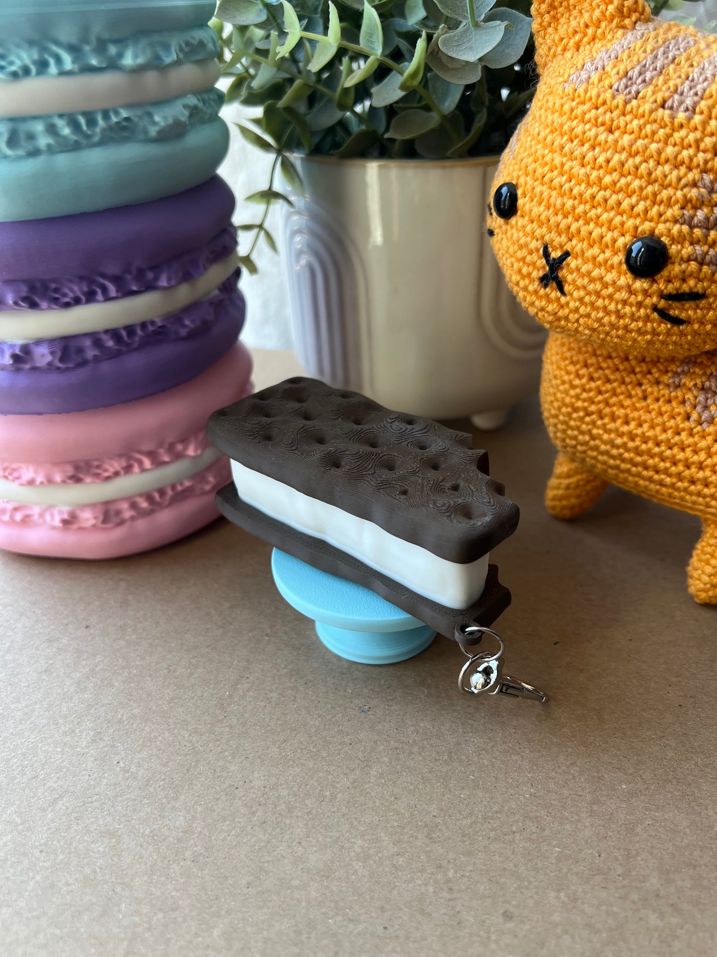 Ice Cream Sandwich Fidget Clicker Keychain