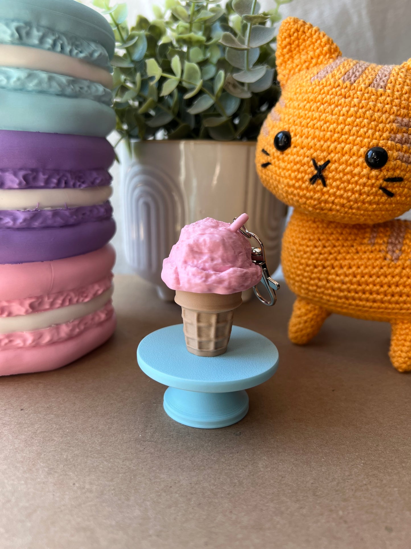 Ice Cream Cone Fidget Clicker Keychain