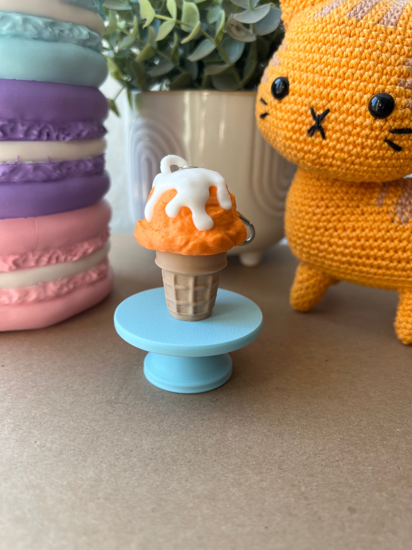 Ice Cream Cone Fidget Clicker Keychain