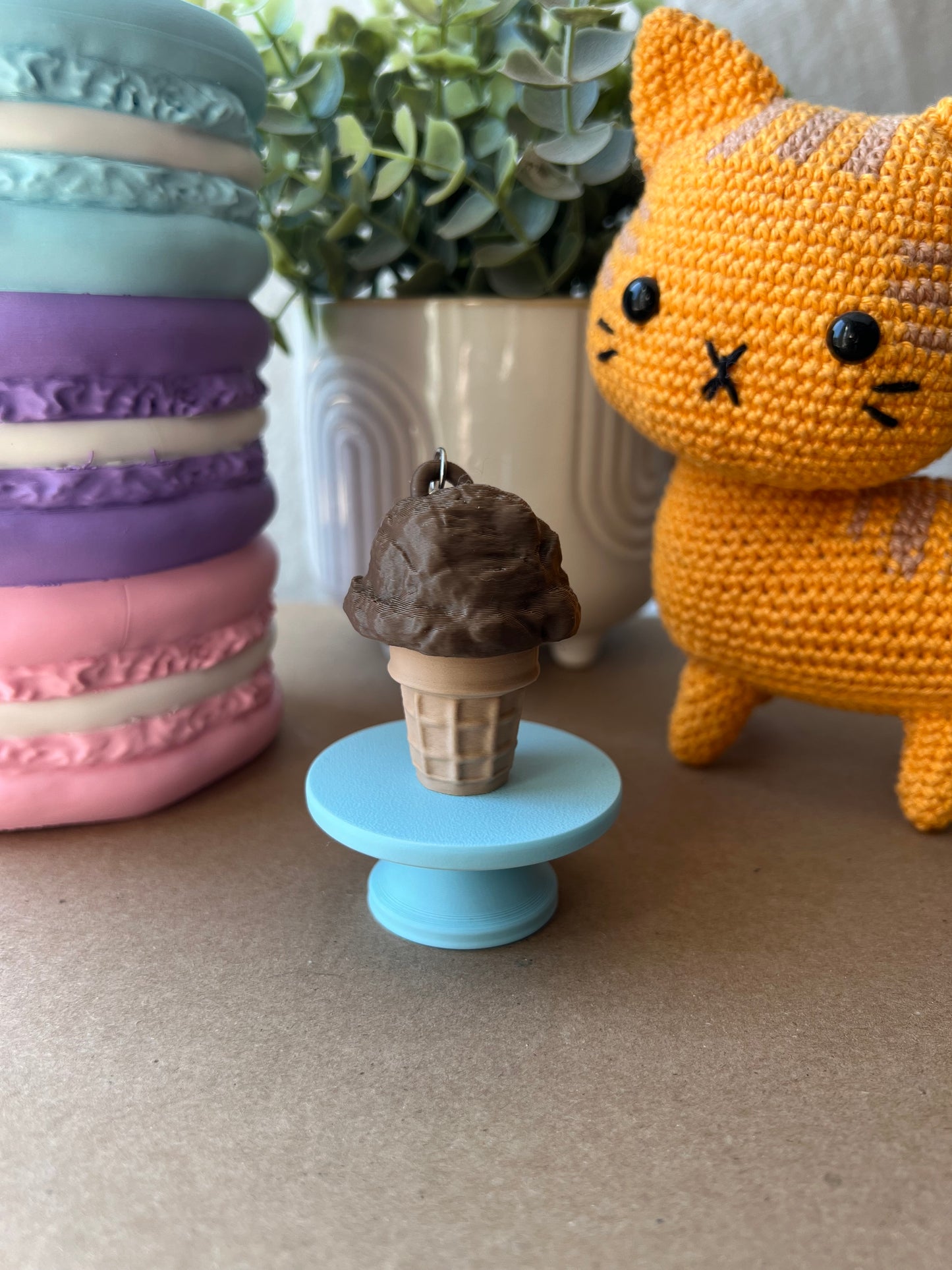 Ice Cream Cone Fidget Clicker Keychain