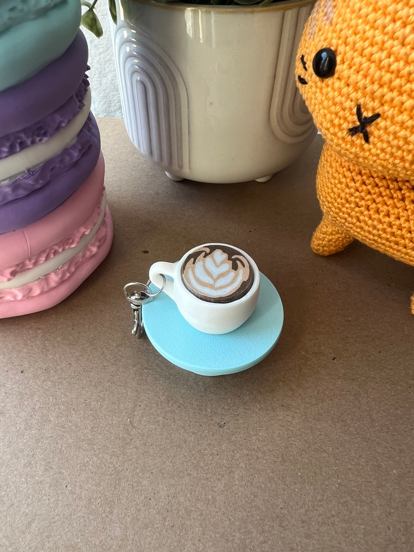 Latte Mug Fidget Clicker Keychain