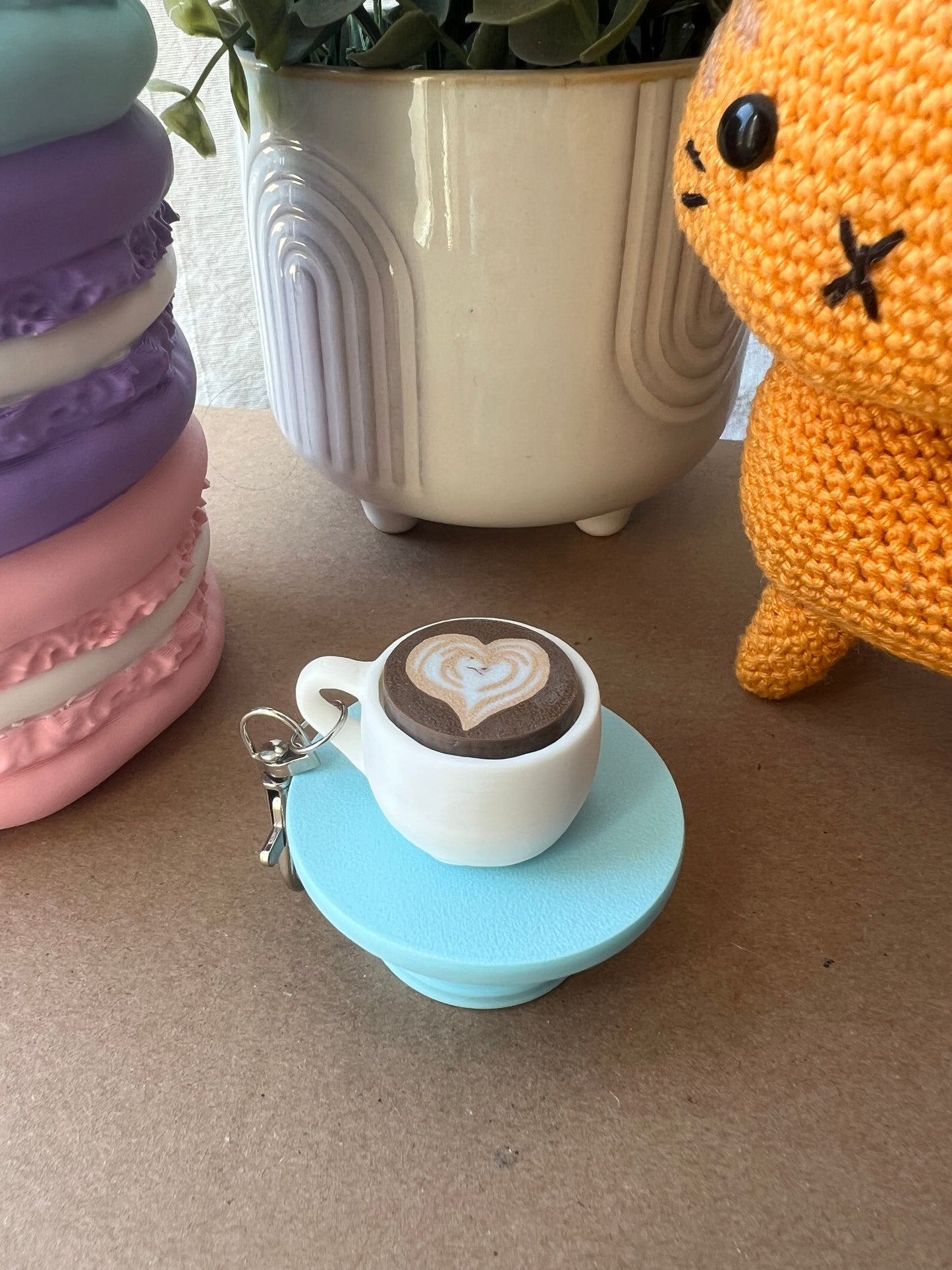 Latte Mug Fidget Clicker Keychain