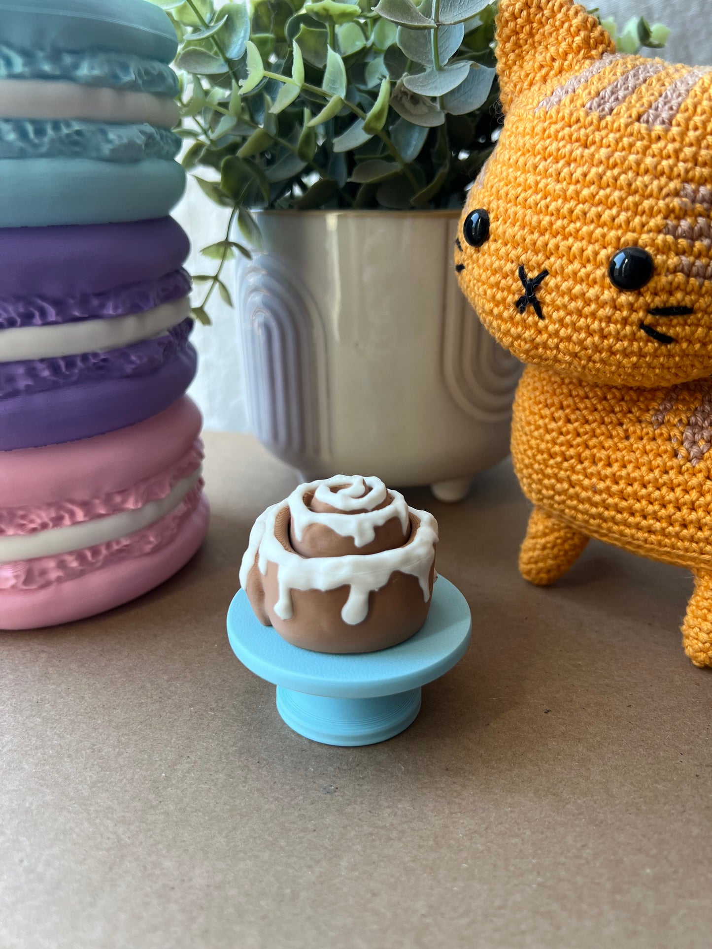 Cinnamon Bun Fidget Clicker Keychain