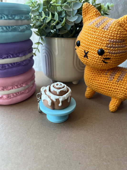 Cinnamon Bun Fidget Clicker Keychain